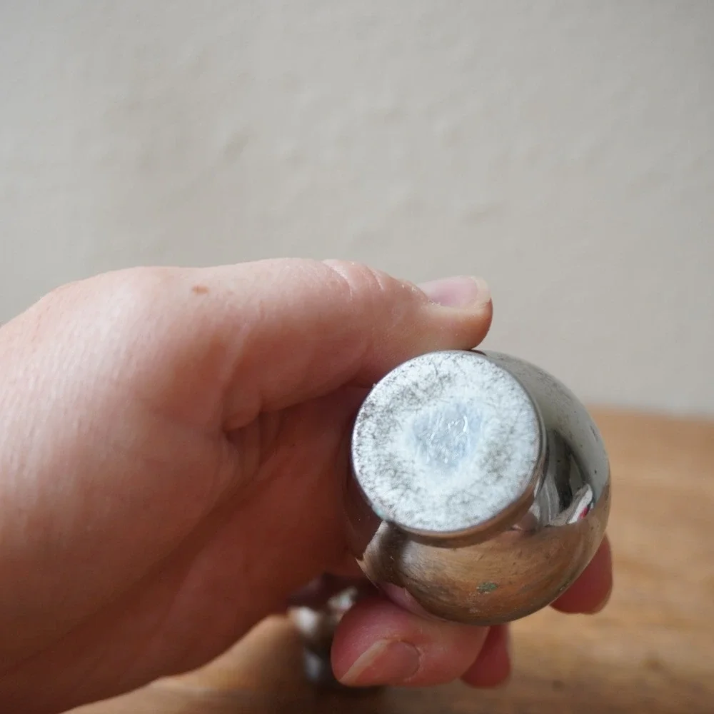 Vintage MCM Chrome Orb Salt and Pepper Shakers Spherical Mid Century Modern Set